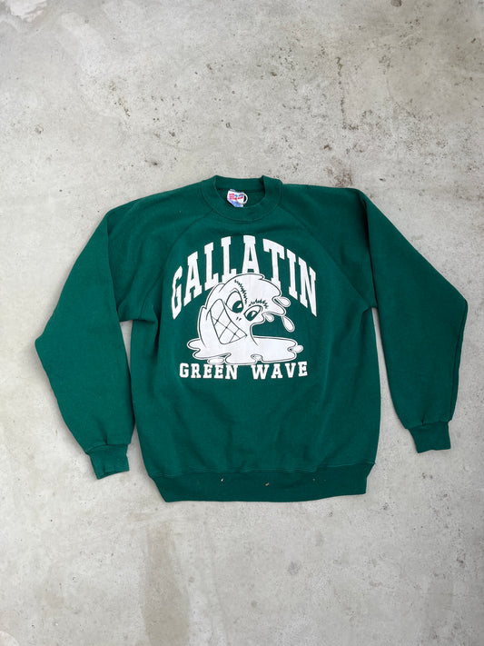Gelatin Green Wave 1980s Sweatshirt